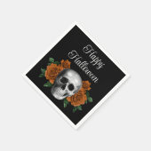 Schwarz-Gotik-Blumenschädel Halloween Serviette (Ecke)