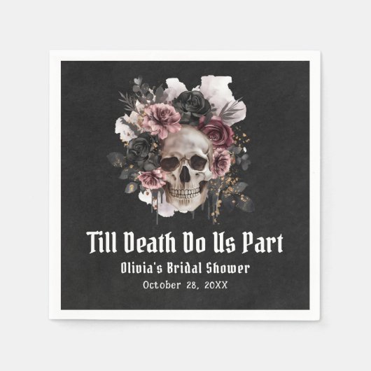 Schwarz-Gotisches Halloween-Brautparty Serviette (Vorderseite)