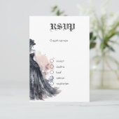 Schwarz-gotisches Kleid Hochzeitskarte Begleitkarte (Stehend Vorderseite)