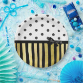Schwarz-Gpld-Polka-Dot-Papierplatte Pappteller (Party)