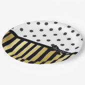 Schwarz-Gpld-Polka-Dot-Papierplatte Pappteller (Schrägansicht)