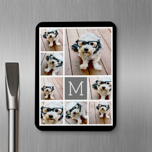 Schwarz-Grau-8-FotoCollage - mit Monogramm Magnet