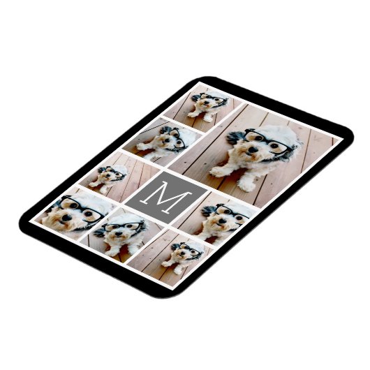 Schwarz-Grau-8-FotoCollage - mit Monogramm Magnet (Linke Seite)