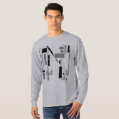 Schwarz-Grau-Abstrakte Elektronen Geometric Südwes T-Shirt (Vorne ganz)