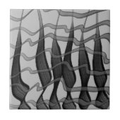 Schwarz-Grau-Abstrakte Federn Blumenmuster-Blätter Fliese (Vorderseite)