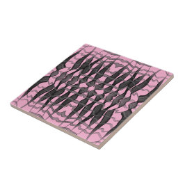 Schwarz-Grau-Abstrakte Federn Blumenmuster-Blätter Fliese