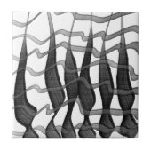 Schwarz-Grau-Abstrakte Federn Blumenmuster-Blätter Fliese (Vorderseite)