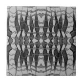 Schwarz-Grau-Abstrakte Federn Blumenmuster-Blätter Fliese (Vorderseite)