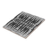 Schwarz-Grau-Abstrakte Federn Blumenmuster-Blätter Fliese (Seite)