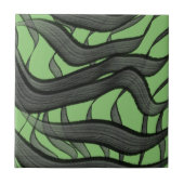 Schwarz-Grau-Abstrakte Federn Blumenmuster-Blätter Fliese (Vorderseite)