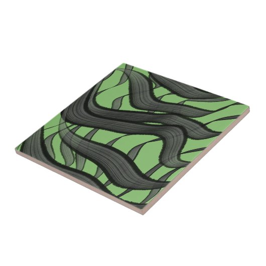 Schwarz-Grau-Abstrakte Federn Blumenmuster-Blätter Fliese (Seite)