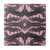 Schwarz-Grau-Abstrakte Federn Blumenmuster-Blätter Fliese (Vorderseite)