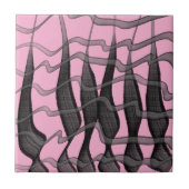 Schwarz-Grau-Abstrakte Federn Blumenmuster-Blätter Fliese (Vorderseite)