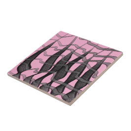 Schwarz-Grau-Abstrakte Federn Blumenmuster-Blätter Fliese