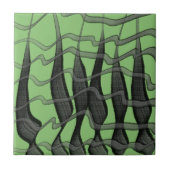 Schwarz-Grau-Abstrakte Federn Blumenmuster-Blätter Fliese (Vorderseite)