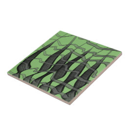 Schwarz-Grau-Abstrakte Federn Blumenmuster-Blätter Fliese