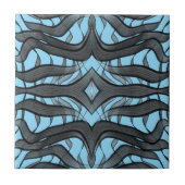 Schwarz-Grau-Abstrakte Federn Blumenmuster-Blätter Fliese (Vorderseite)