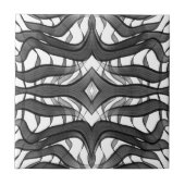 Schwarz-Grau-Abstrakte Federn Blumenmuster-Blätter Fliese (Vorderseite)