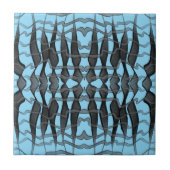 Schwarz-Grau-Abstrakte Federn Blumenmuster-Blätter Fliese (Vorderseite)