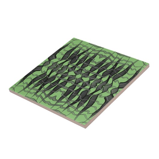 Schwarz-Grau-Abstrakte Federn Blumenmuster-Blätter Fliese (Seite)