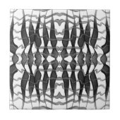 Schwarz-Grau-Abstrakte Federn Blumenmuster-Blätter Fliese (Vorderseite)