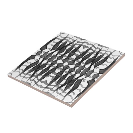 Schwarz-Grau-Abstrakte Federn Blumenmuster-Blätter Fliese (Seite)