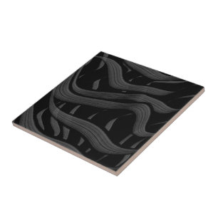 Schwarz-Grau-Abstrakte Federn Blumenmuster-Blätter Fliese