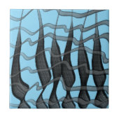 Schwarz-Grau-Abstrakte Federn Blumenmuster-Blätter Fliese (Vorderseite)