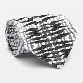 Schwarz-Grau-Abstrakte Federn Blumenmuster-Blätter Krawatte (Gerollt)