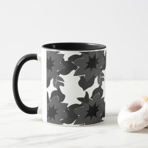 Schwarz Grau Abstrakte Floral  Tasse
