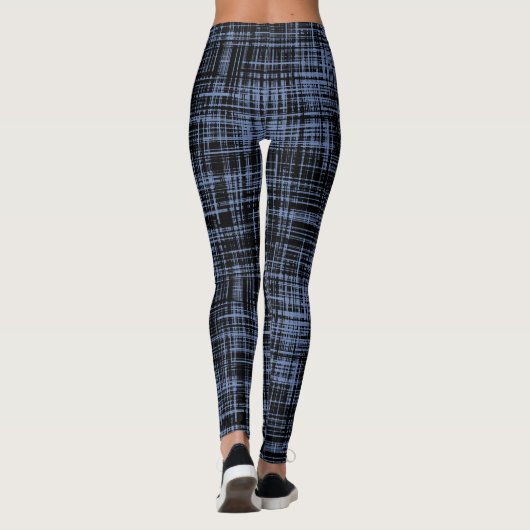 Schwarz-Grau-Abstrakte Streifenmuster Leggings (Rückseite)