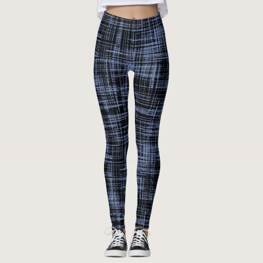 Schwarz-Grau-Abstrakte Streifenmuster Leggings (Vorderseite)