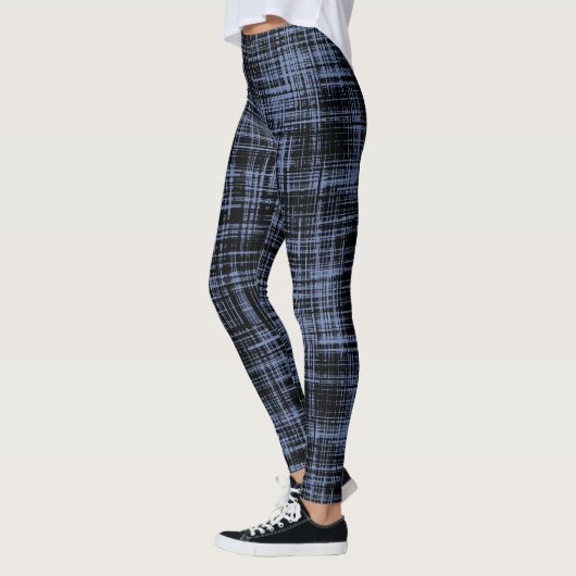 Schwarz-Grau-Abstrakte Streifenmuster Leggings (Links)