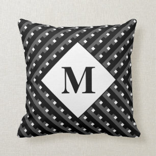Schwarz-Grau-Anglerlinien für Monogramm Kissen