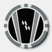 Schwarz-Grau-Art-Deco-Design Mit Monogramm Pokerchips (Vorderseite)