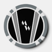 Schwarz-Grau-Art-Deco-Design Mit Monogramm Pokerchips (Rückseite)