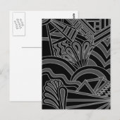 Schwarz-Grau Art Deco Design. Postkarte (Vorne/Hinten)