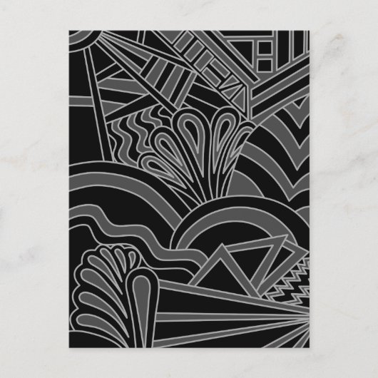 Schwarz-Grau Art Deco Design. Postkarte (Vorderseite)