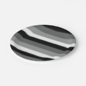 Schwarz-Grau-Ash-Streifen Pappteller (Schrägansicht)