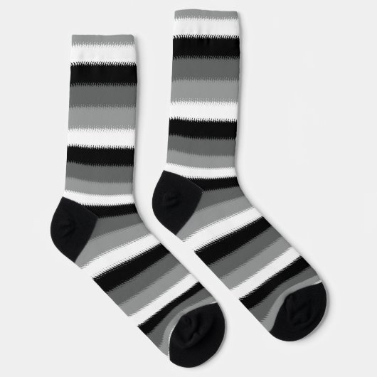 Schwarz-Grau-Ash-Streifen Socken (Rechts)