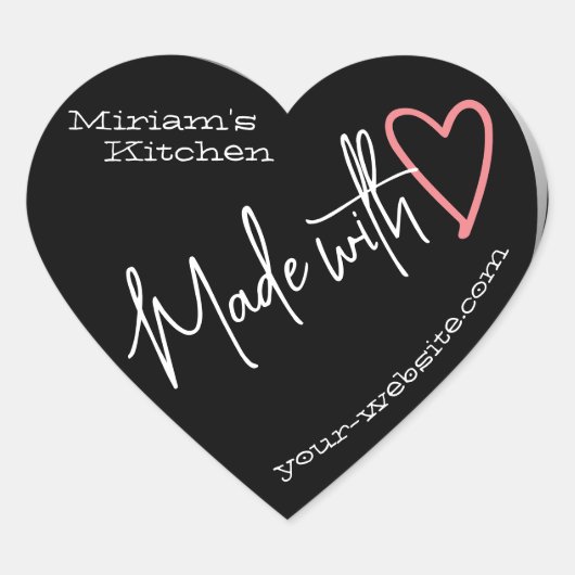 Schwarz-Grau aus der Küche mit Liebe Backen Herz-Aufkleber (Vorderseite)