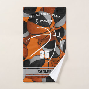 Schwarz-Grau-Basketball-Team Farben Athleten Namen Handtuch