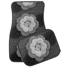 Schwarz-Grau-Blume Artisan Crochet Print Set