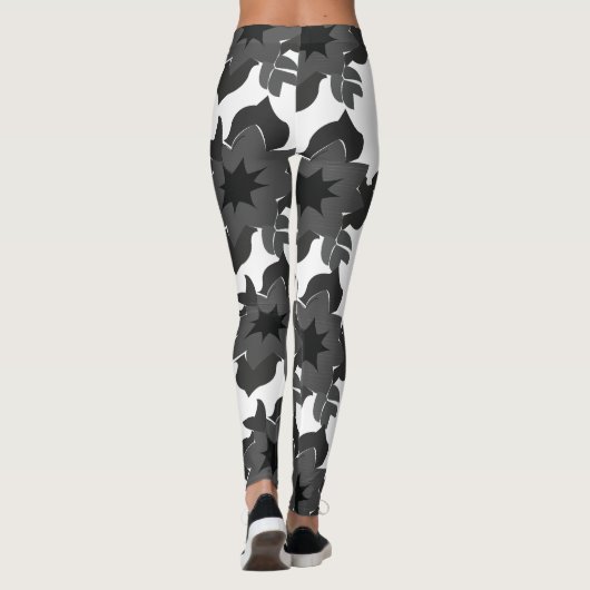 Schwarz-Grau-Blume Leggings (Rückseite)