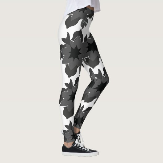 Schwarz-Grau-Blume Leggings (Rechts)