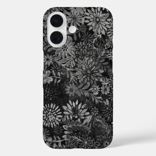 Schwarz-Grau-Blumendesign Case-Mate iPhone Hülle (Rückseite)