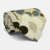 Schwarz, grau, Brown u. weiße Blumen Krawatte (Gerollt)