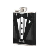 Schwarz-Grau-Button-Streifen Tuxedo-Hochzeit Flachmann (Links)