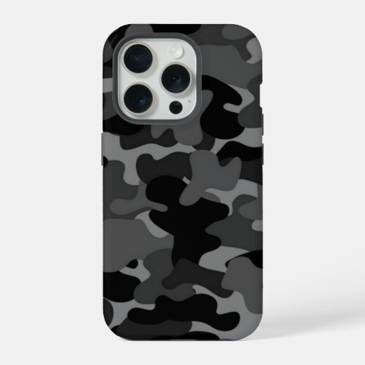 Schwarz Grau Camo iPhone Hülle (Rückseite)