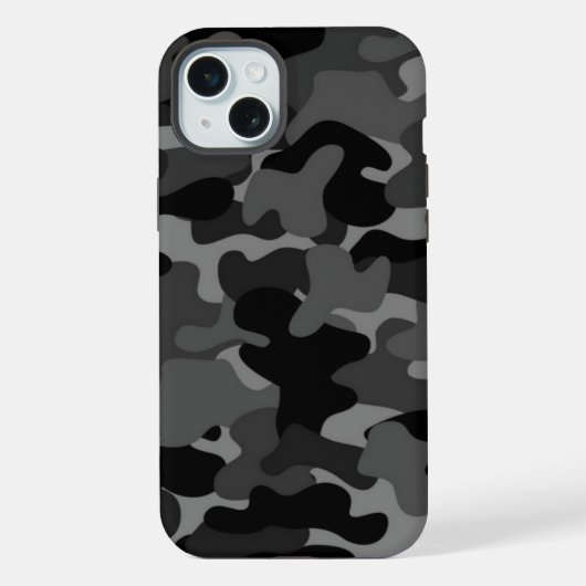Schwarz Grau Camo iPhone Hülle (Rückseite)